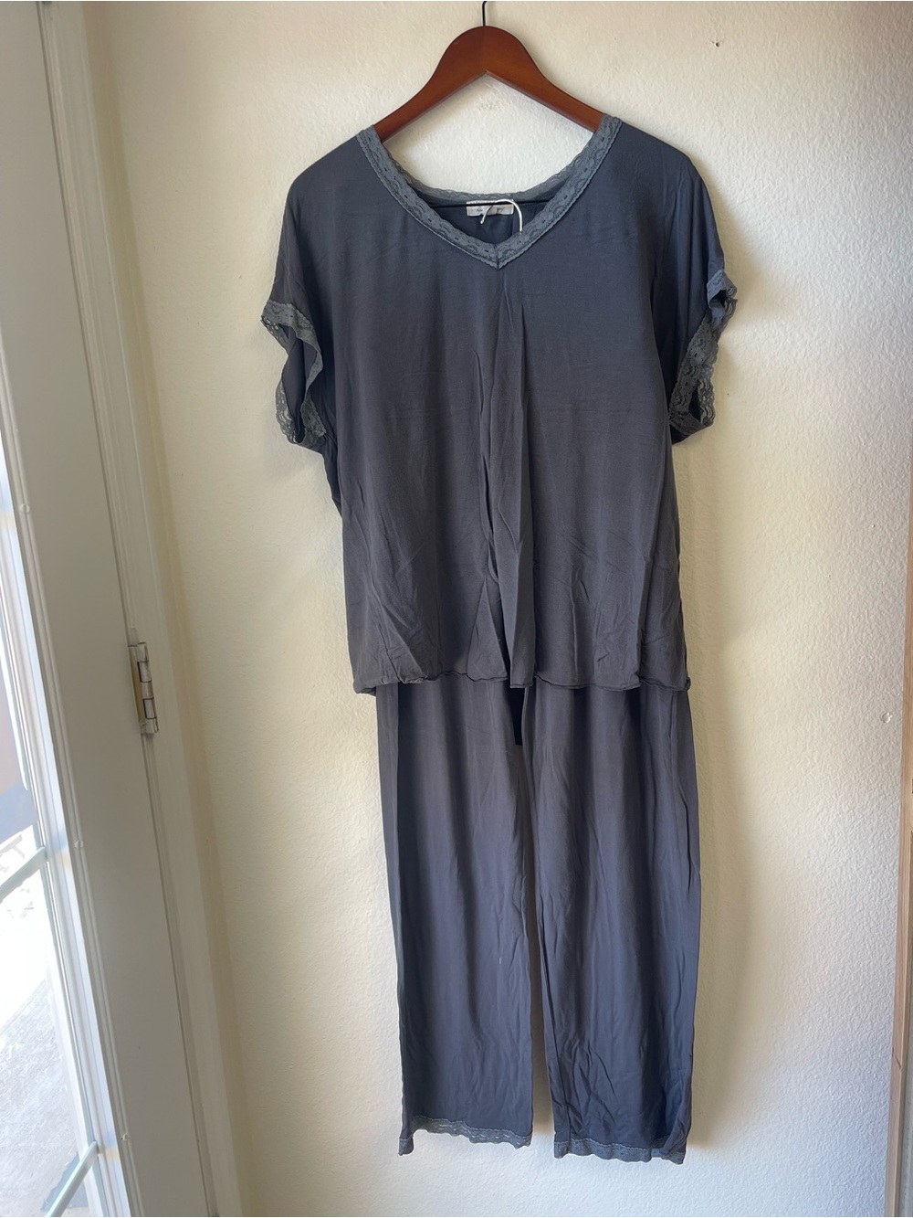 Barefoot Dreams Slate Gray Long Sleeve Lounge Dress Set